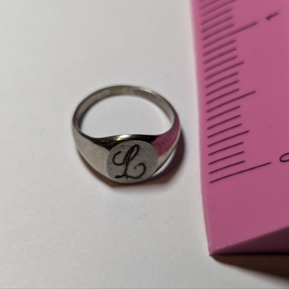 Sterling Silver Ring Initial L Cursive Size 4 - image 3